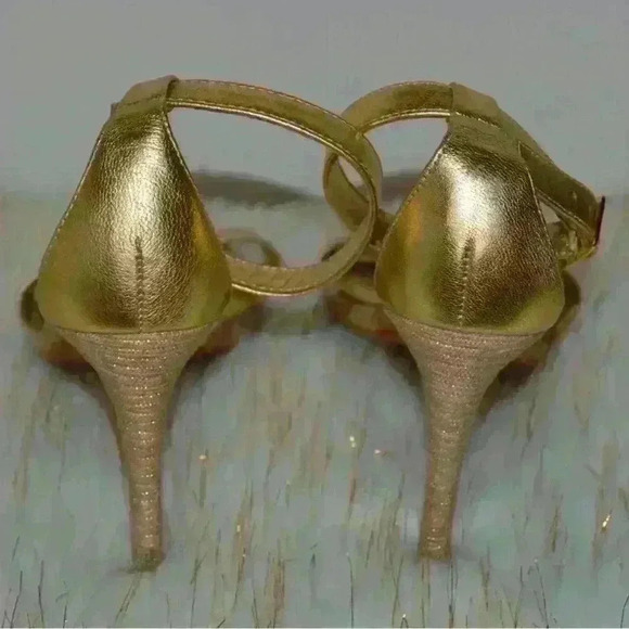 Lauren Ralph Lauren Size 10B Samantha Foot And Ankle Strap Gold Stiletto - Picture 5 of 8